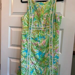 Lilly Pulitzer Green Pink Blue Palm-Print Mini Dress